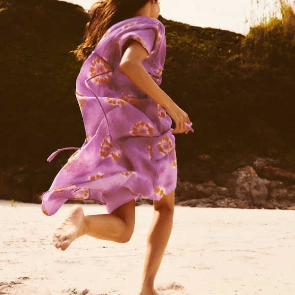 Zara limited edition printed cotton kaftan dress you cannot miss - Picture 4 of 8